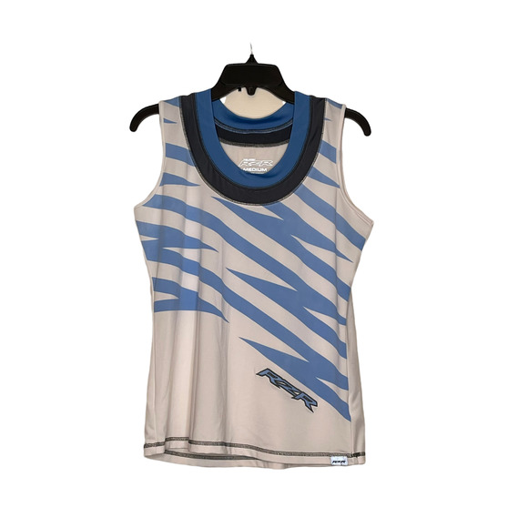 Polaris RZR Mens Tank Top Size Medium White Gray Blue Racing ATV Sleeveless - Picture 1 of 4